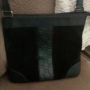 Black Suede Gucci Crossbody Bag